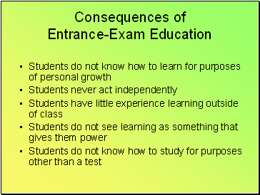 Consequences of Entrance-Exam Education