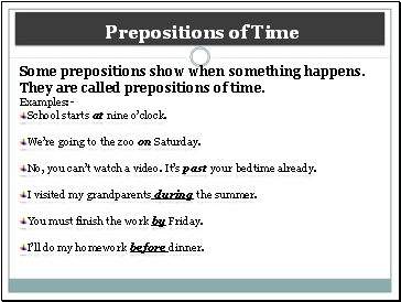 Prepositions of Time