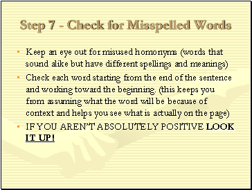 Step 7 - Check for Misspelled Words