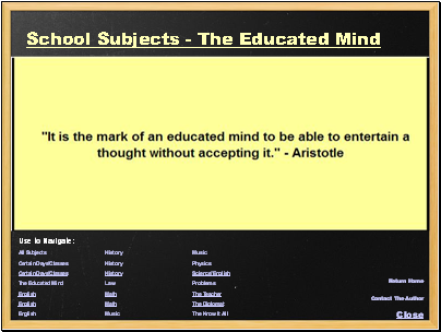 School Subjects - The Educated Mind