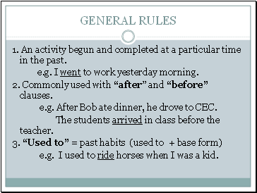 General rules