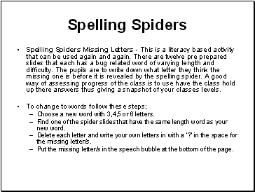Spelling Spiders