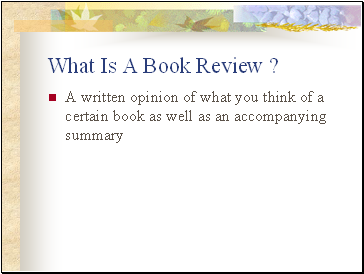 What Is A Book Review ?