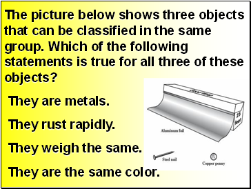 The picture below shows three objects that can be classified in the same group. Which of the following statements is true for all three of these objects?