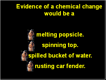 Evidence of a chemical change would be a