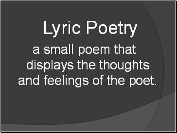 Lyric Poetry