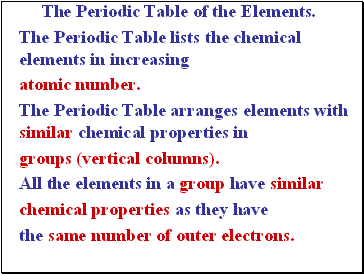The Periodic Table of the Elements.