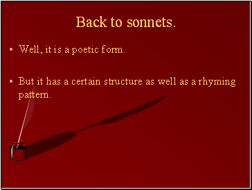Back to sonnets.