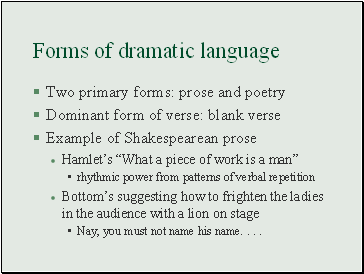 Forms of dramatic language