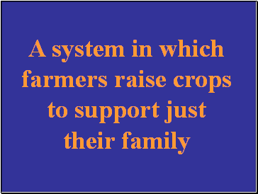 A system in which farmers raise crops to support just their family