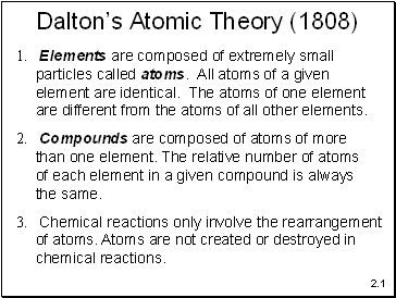 Dalton’s Atomic Theory (1808)