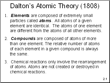 Daltons Atomic Theory (1808)