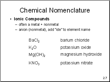 Chemical Nomenclature