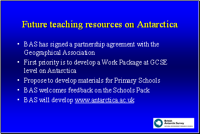 Future teaching resources on Antarctica