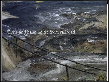 Rails and hanging tie from railroad