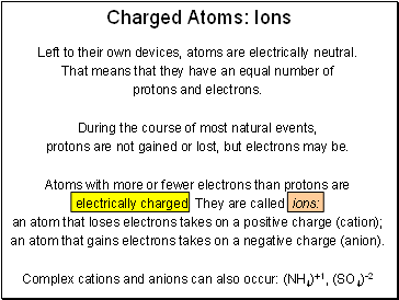 Charged Atoms: Ions