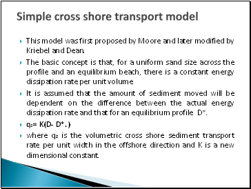 Simple cross shore transport model