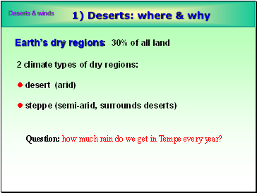 Deserts: where & why