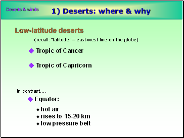 1) Deserts: where & why