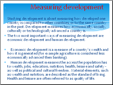 Measuring development