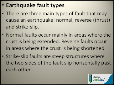 Earthquake fault types