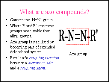 What are azo compounds?