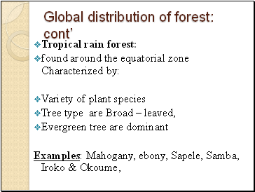 Global distribution of forest: cont