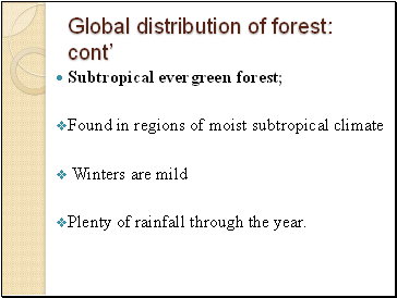 Global distribution of forest: cont