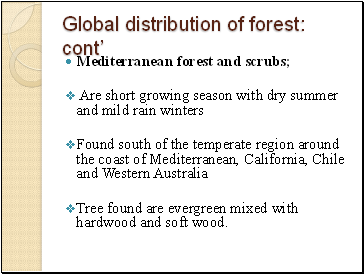 Global distribution of forest: cont