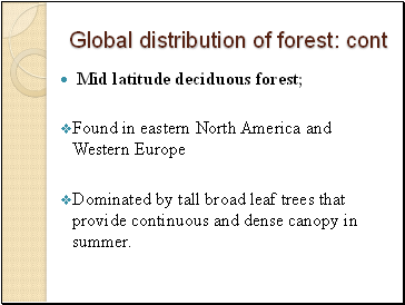 Global distribution of forest: cont