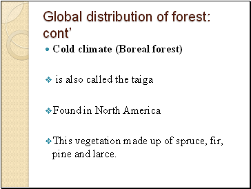 Global distribution of forest: cont