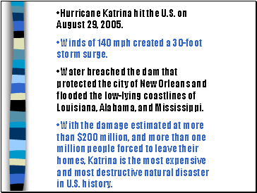 Hurricane Katrina hit the U.S. on August 29, 2005.