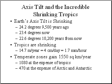 Axis Tilt and the Incredible Shrinking Tropics