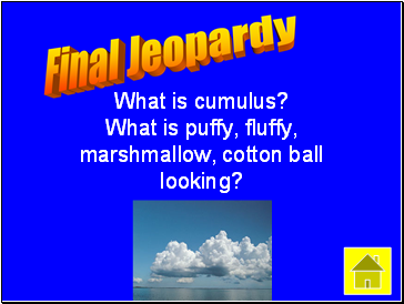 What is cumulus? What is puffy, fluffy, marshmallow, cotton ball looking?