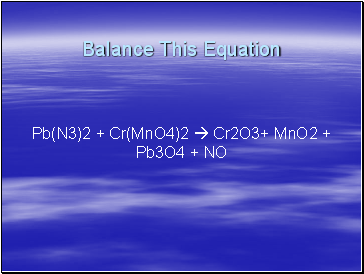 Balance This Equation