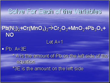 Solve For Each of the Variables