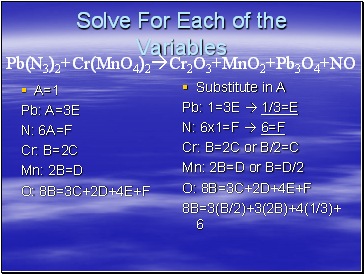 Solve For Each of the Variables