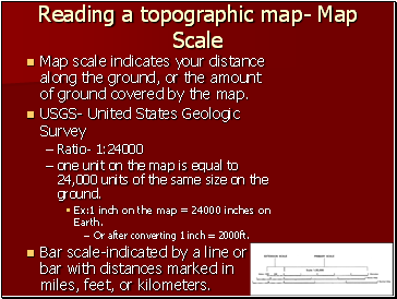 Reading a topographic map- Map Scale