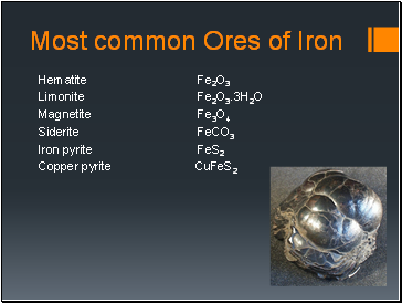 Most common Ores of Iron