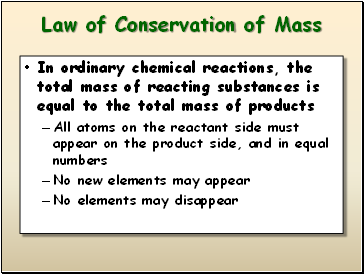 Law of Conservation of Mass