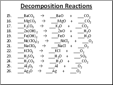 Decomposition Reactions