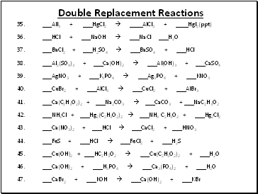 Double Replacement Reactions