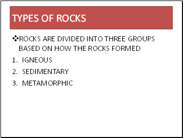 Types of rocks