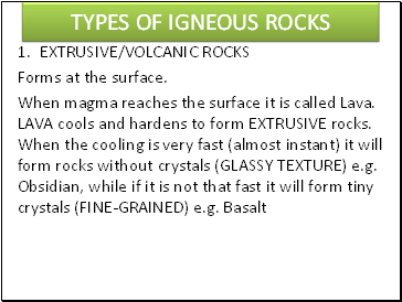 Types of igneous rocks