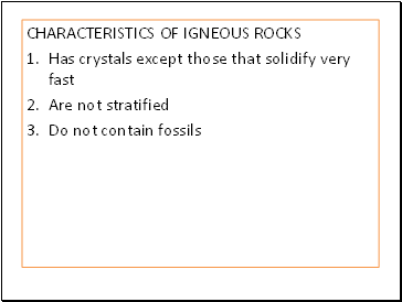 Characteristics of igneous rocks