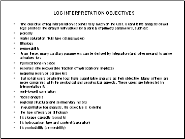 Log interpretation objectives