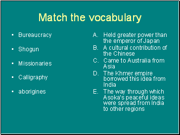 Match the vocabulary