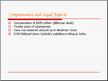 Compensation and Legal Aspects