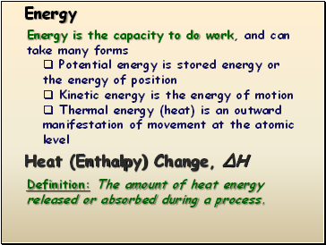 Heat (Enthalpy) Change, ΔH