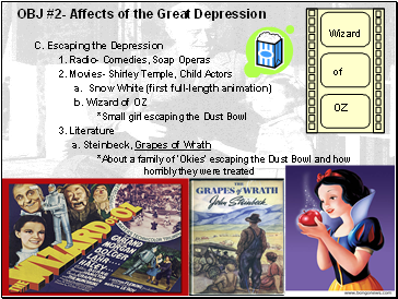 OBJ #2- Affects of the Great Depression